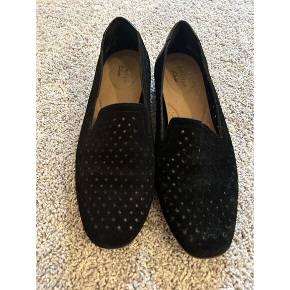 Clarks Collection Perforated Suede Loafers Juliet Hayes Women's‎ Black 7.5M - Picture 3 of 11
